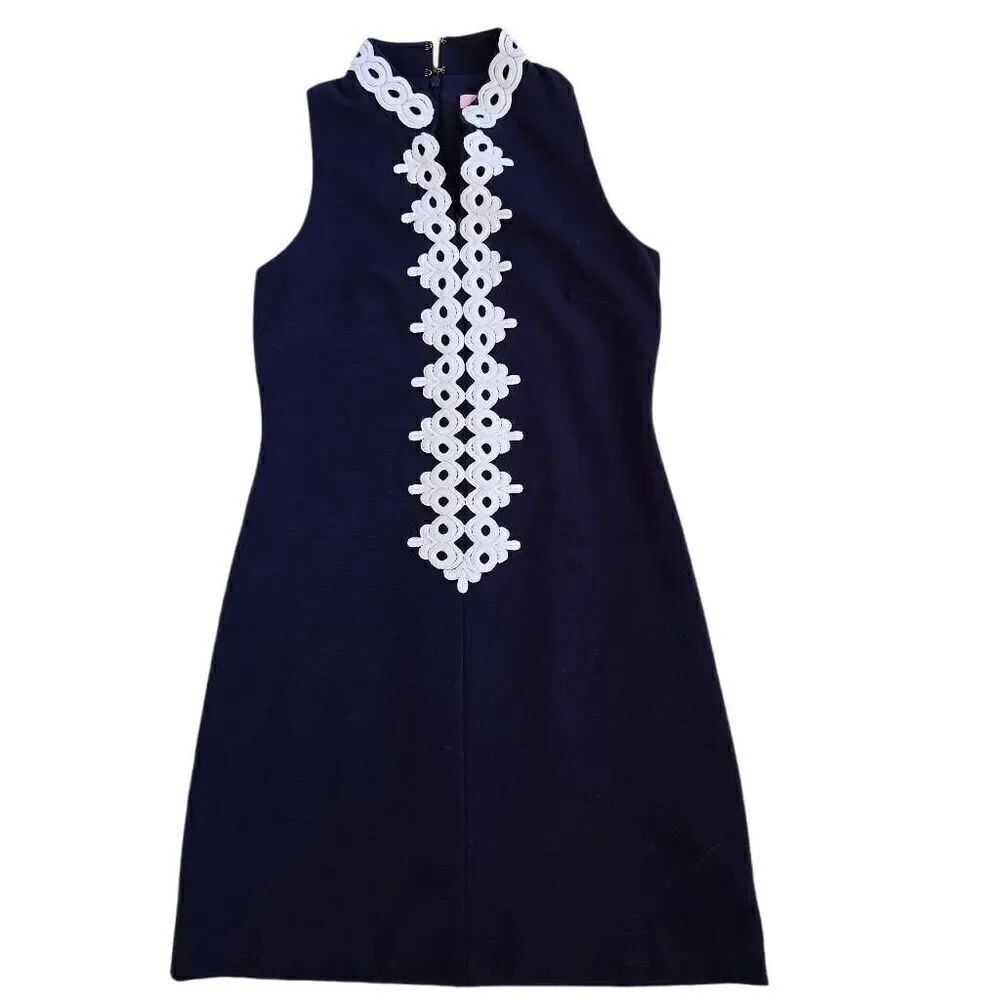Lilly Pulitzer Womens Callista Sleeveless Shift Dress Navy Blue XS